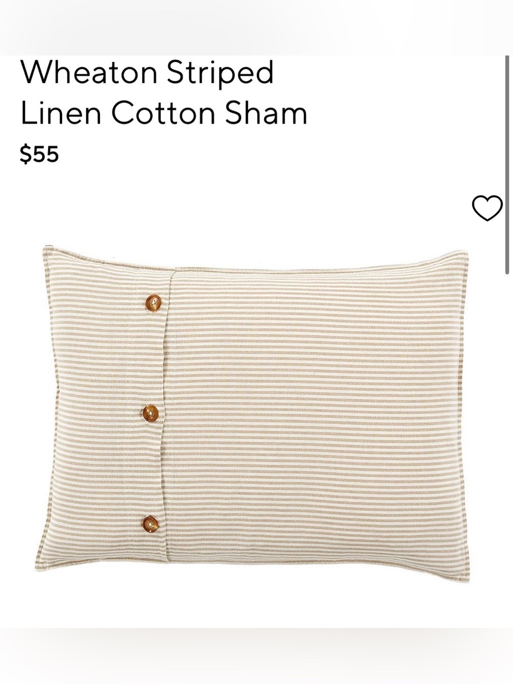 2 pottery barn Wheaton Striped Linen Cotton Sham in Beige and White standard